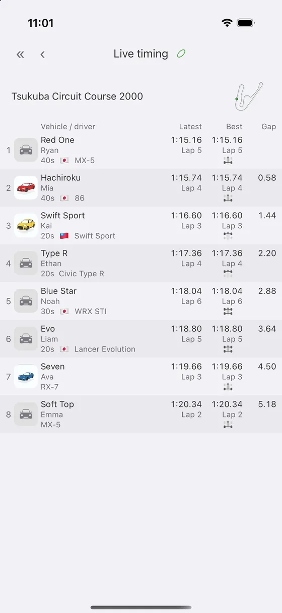 Live timing