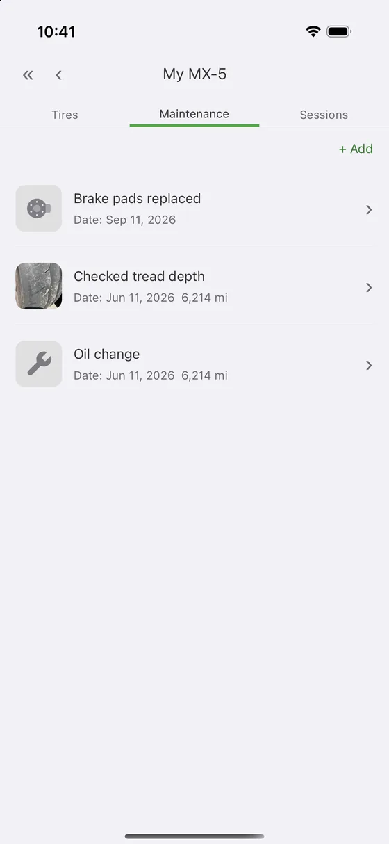 A vehicle's maintenance records