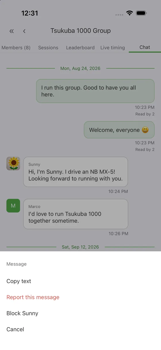 The press-and-hold menu on a message